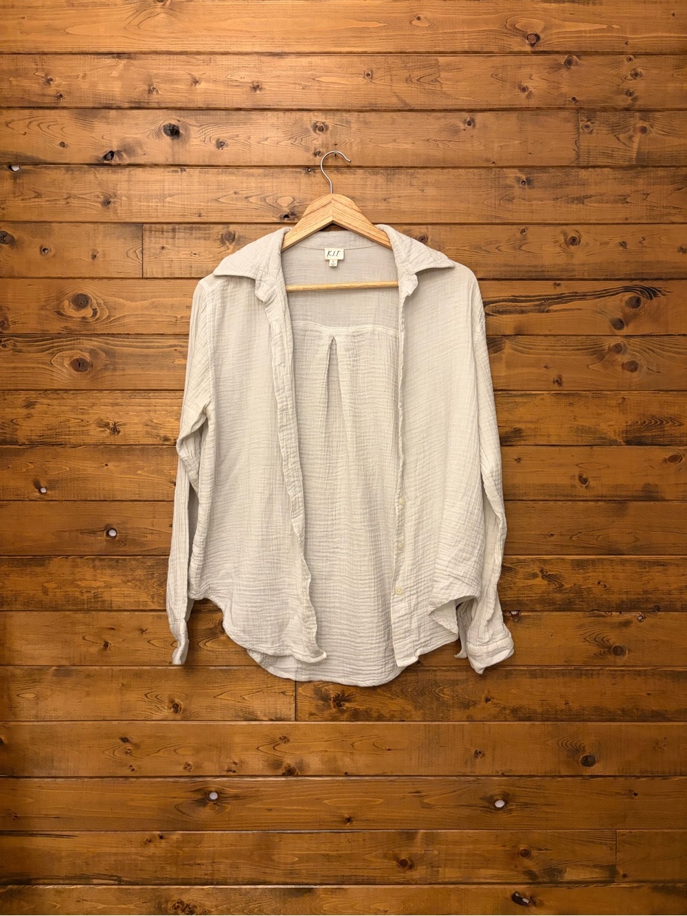 Light Gray Women’s Button-Front Textured Shirt Jacket